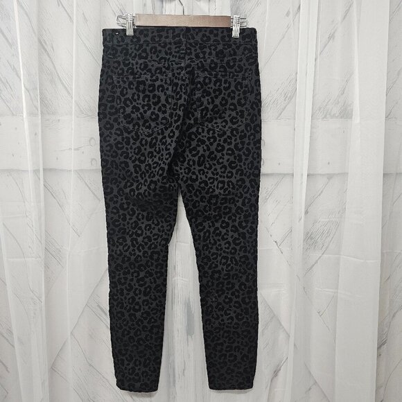 Madewell Jeans Black Leopard Velour Flocked Mid Rise Punk Goth Skinny 26 - Picture 7 of 12